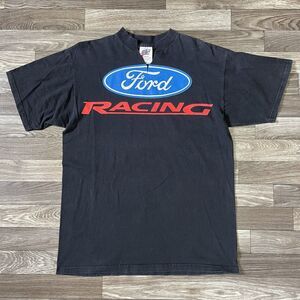 Vintage Ford Racing Shirt Mens Large Black Crewneck Short Sleeve Track Gear Tag